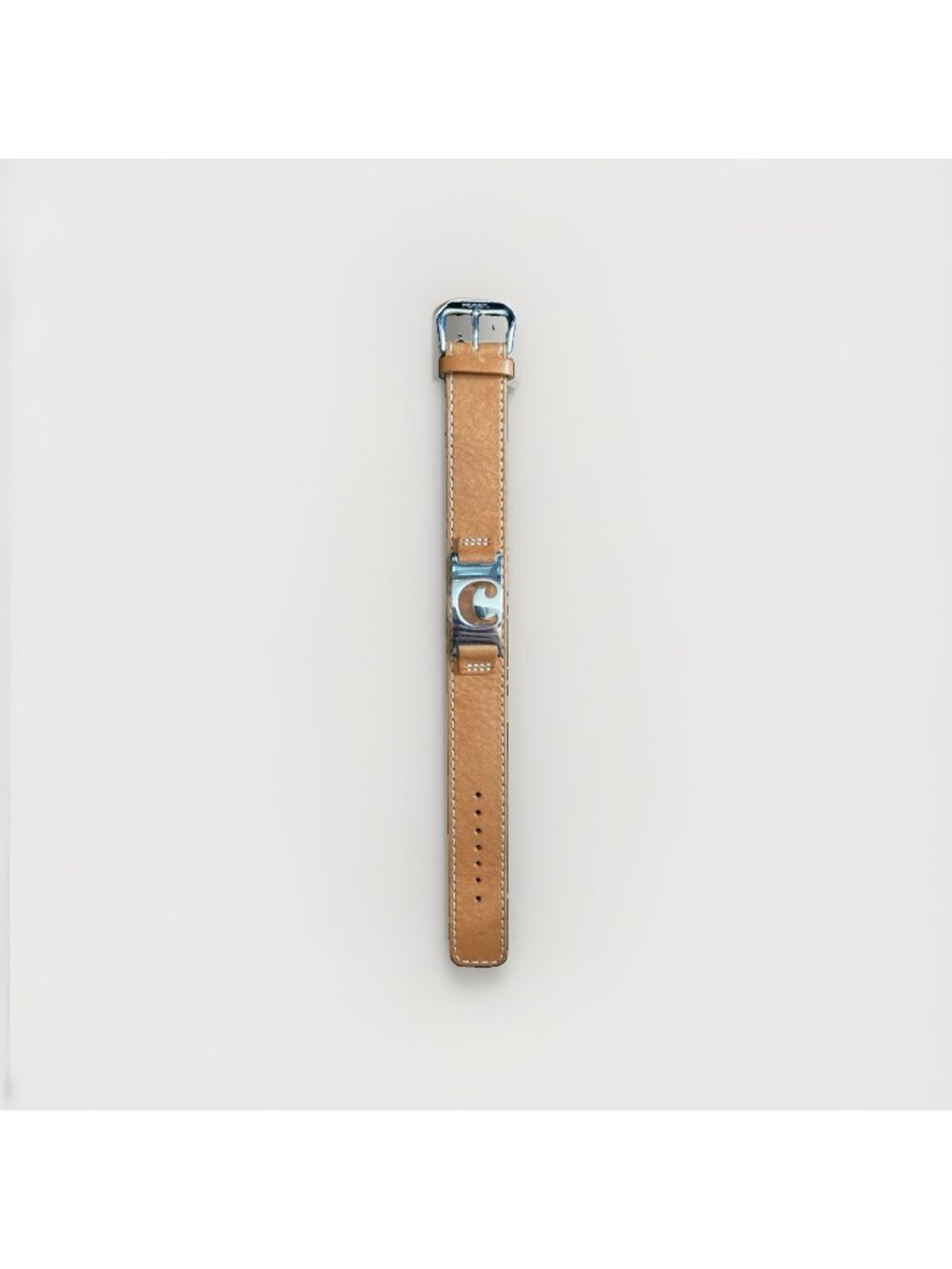 Fossil Brown Genuine Leather Bracelet Initial "C"